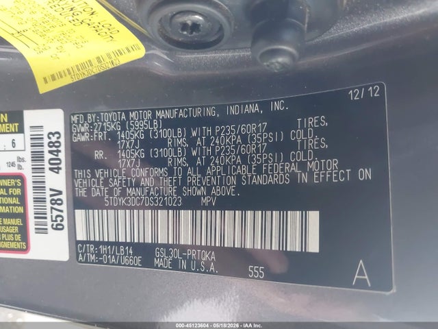 Toyota Sienna Xle V6 8 Passenger
