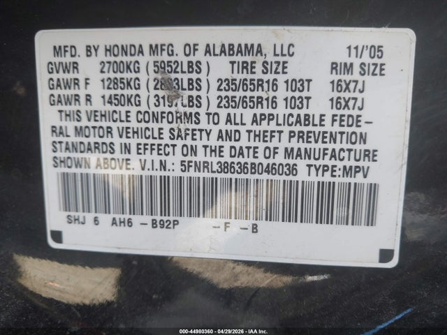 Honda Odyssey Ex-l