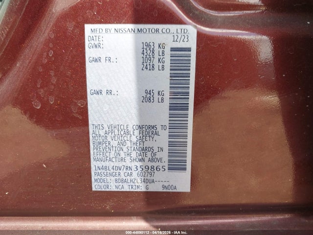 Nissan Altima Sv Fwd