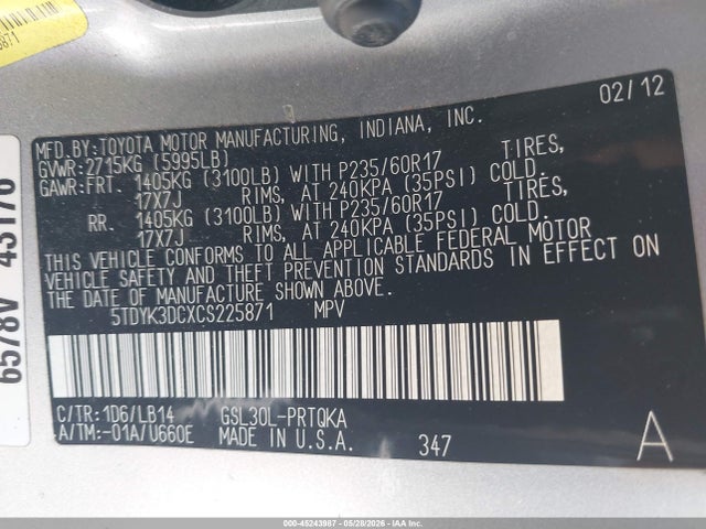 Toyota Sienna Xle V6 8 Passenger