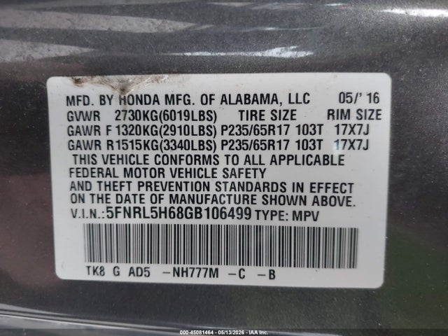 Honda Odyssey Ex-l