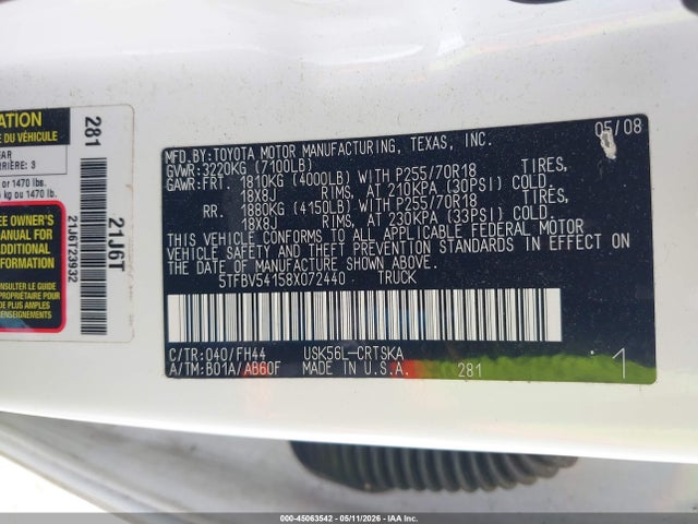 Toyota Tundra Base 5.7l V8