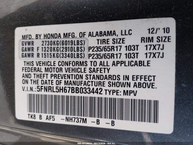 Honda Odyssey Ex-l