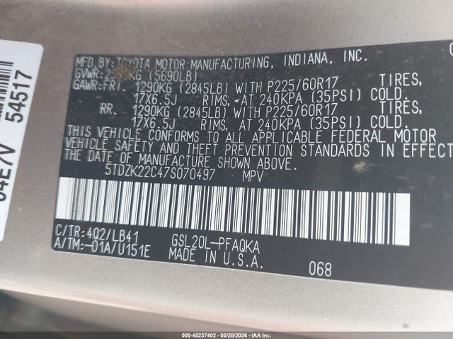 Toyota Sienna Xle Limited
