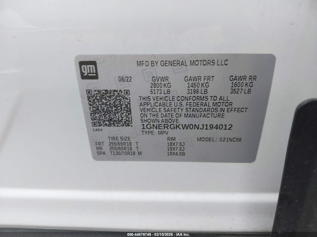 Chevrolet Traverse Fwd Lt Cloth