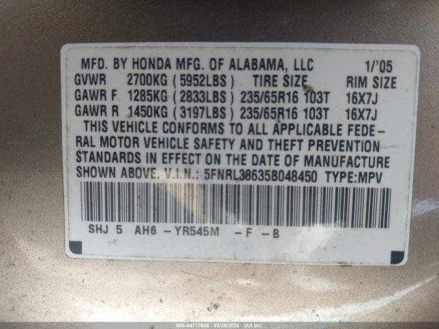 Honda Odyssey Ex-l
