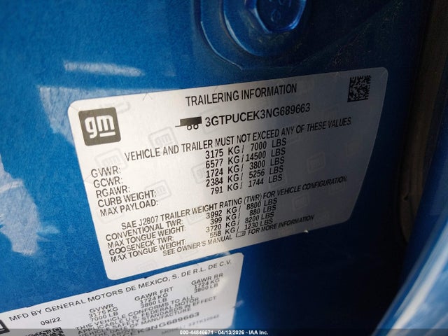 GMC Sierra 1500 4wd  Short Box Elevation
