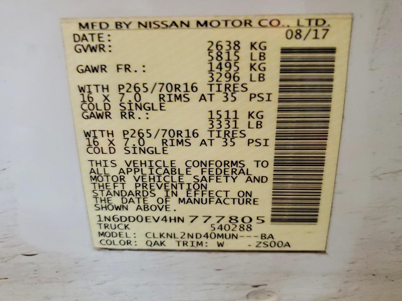 Nissan Frontier Sv