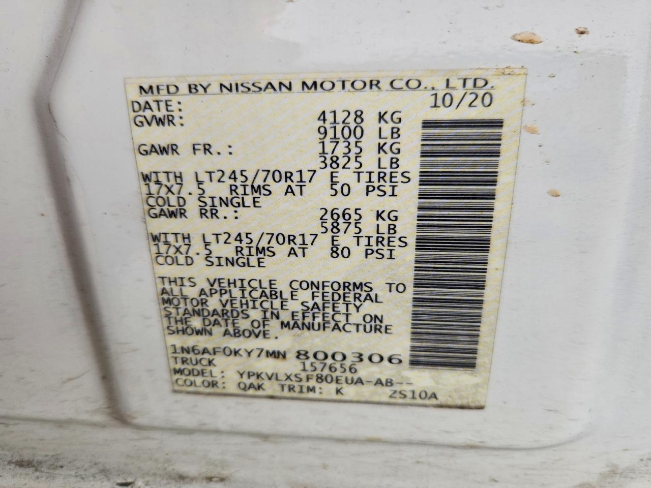 Nissan Nv 2500 Hd Sl