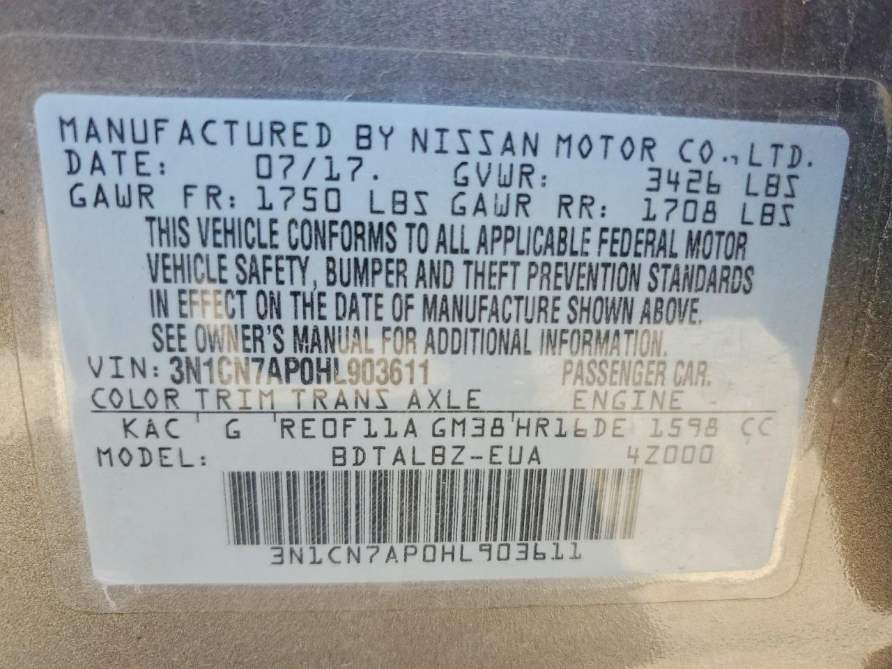 Nissan Versa 1.6 S