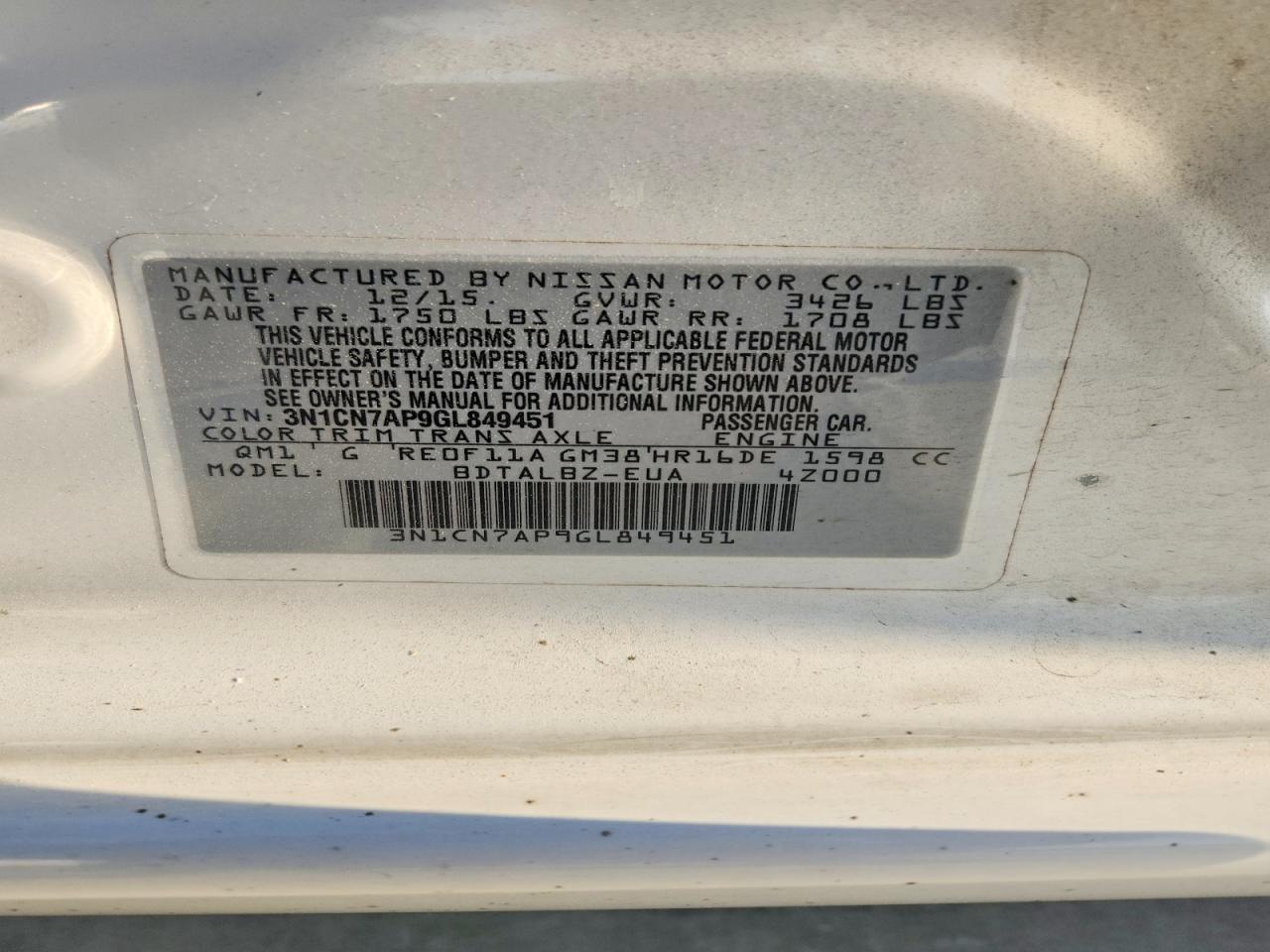 Nissan Versa 1.6 Sv