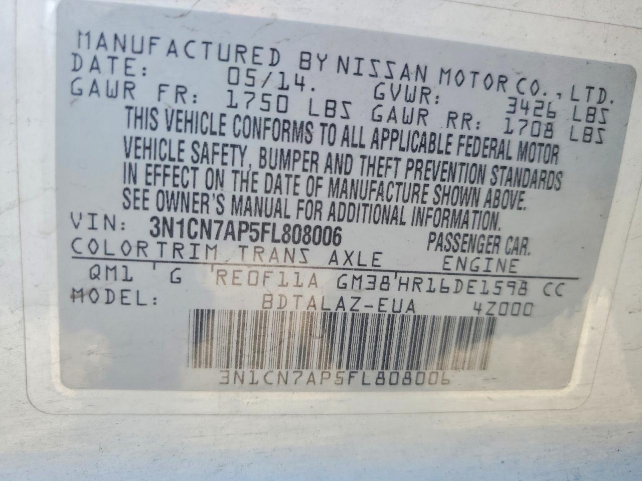 Nissan Versa 1.6 S Plus