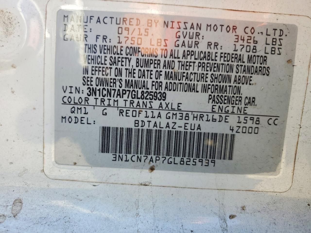Nissan Versa 1.6 S Plus