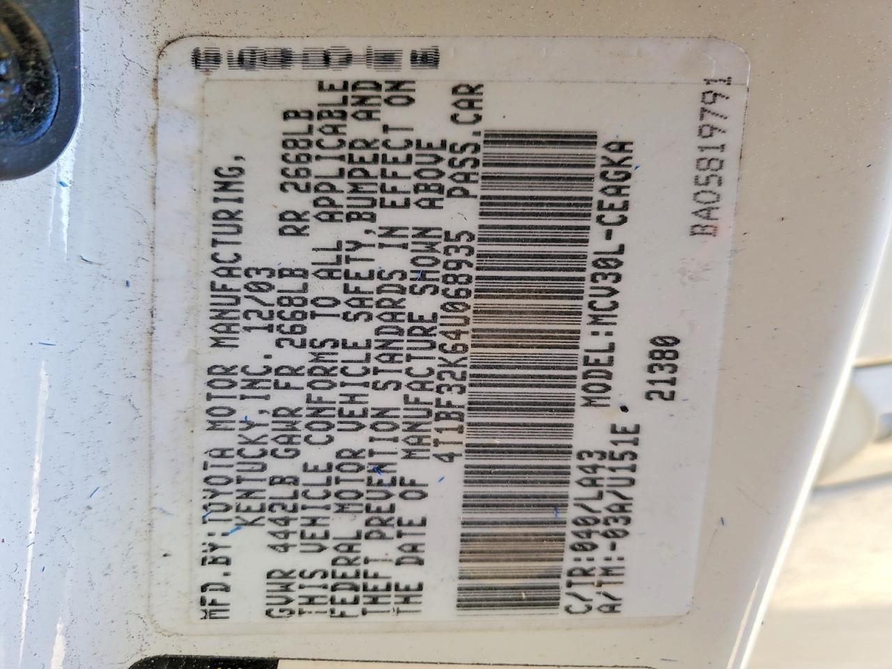Toyota Camry Xle V6