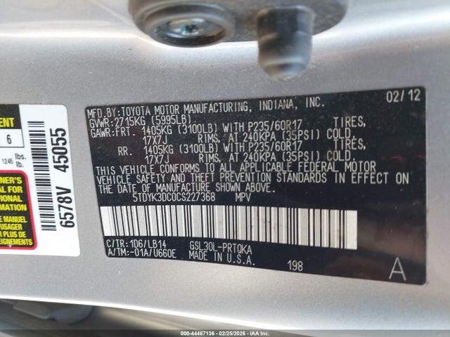 Toyota Sienna Xle V6 8 Passenger