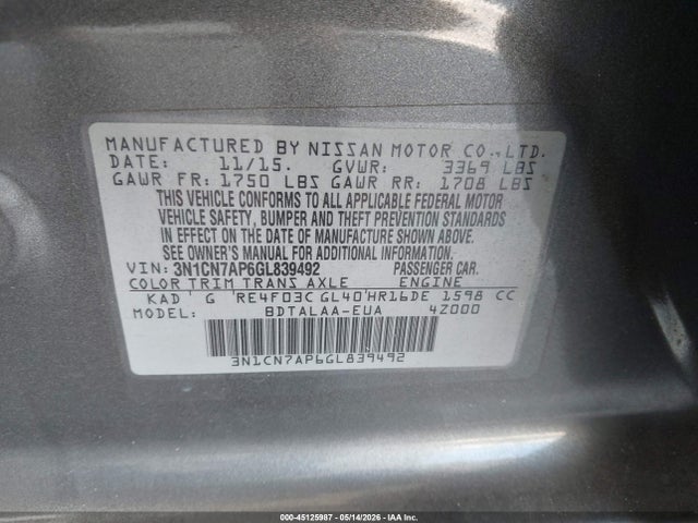 Nissan Versa 1.6 S