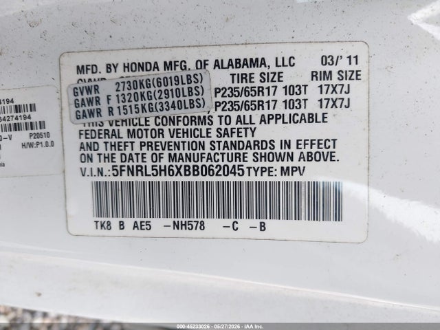 Honda Odyssey Ex-l