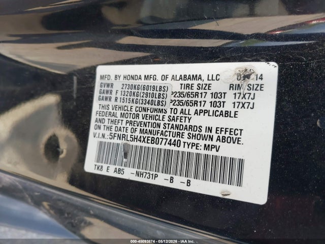 Honda Odyssey Ex