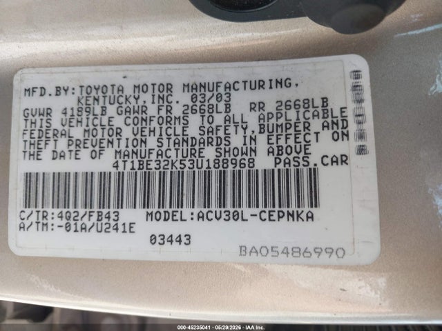 Toyota Camry Le