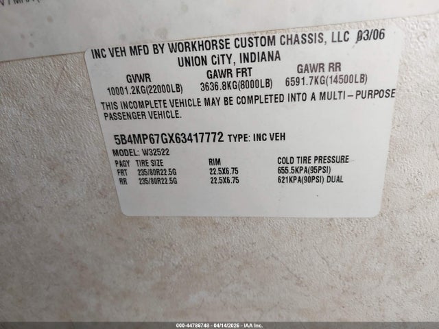 Workhorse Custom Chassis Motorhome Chassis W22