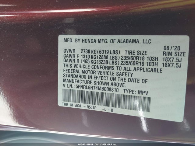 Honda Odyssey Ex-l