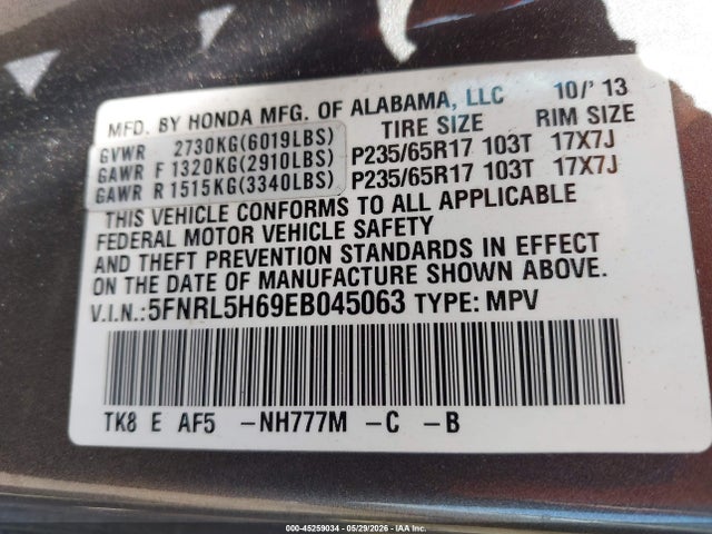 Honda Odyssey Ex-l