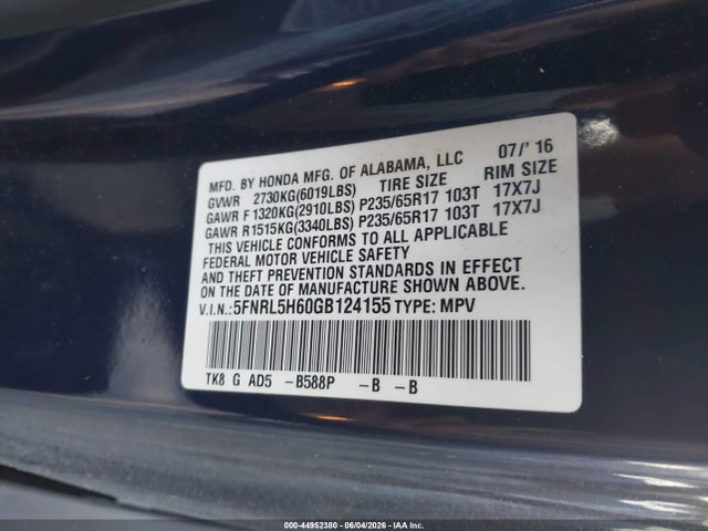 Honda Odyssey Ex-l