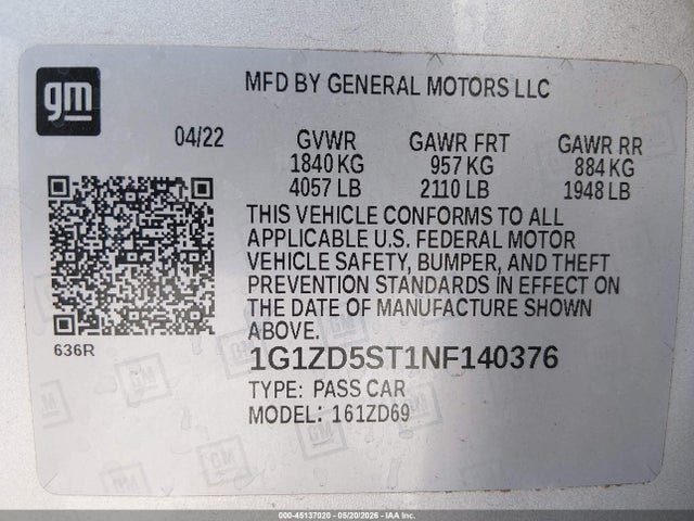 Chevrolet Malibu Fwd Lt
