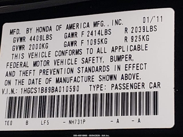 Honda Accord 2.4 Ex-l