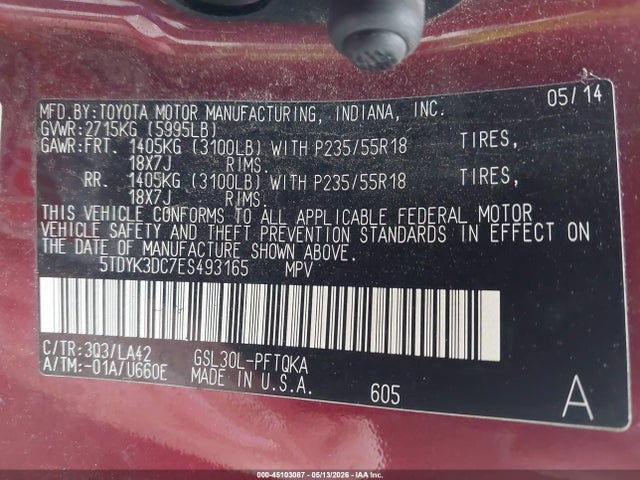 Toyota Sienna Limited V6 7 Passenger