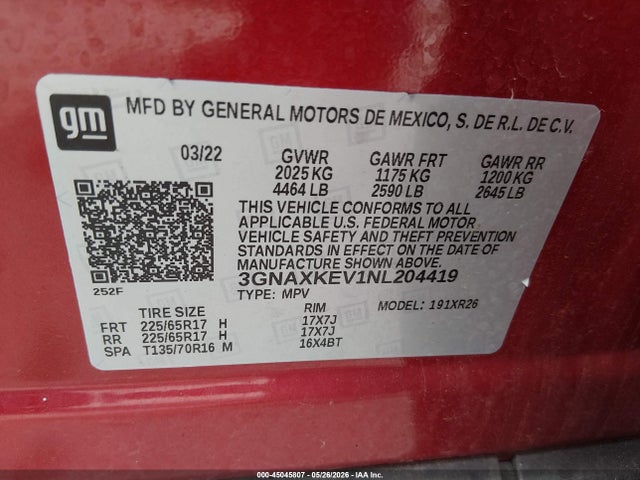 Chevrolet Equinox Fwd Lt