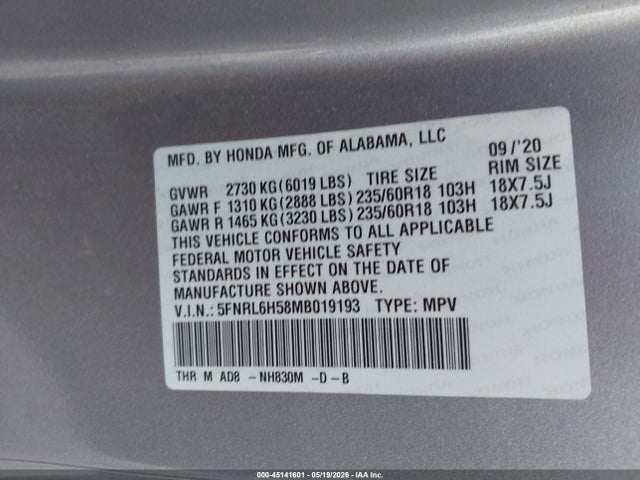 Honda Odyssey Ex