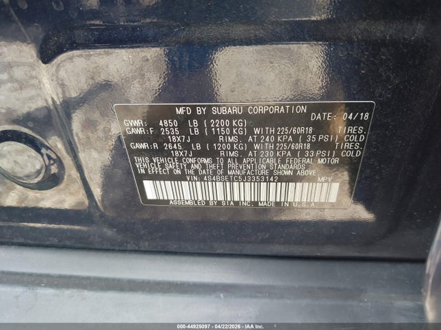 Subaru Outback 3.6r Touring