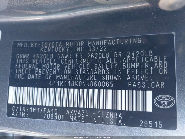 Toyota Camry Le Awd