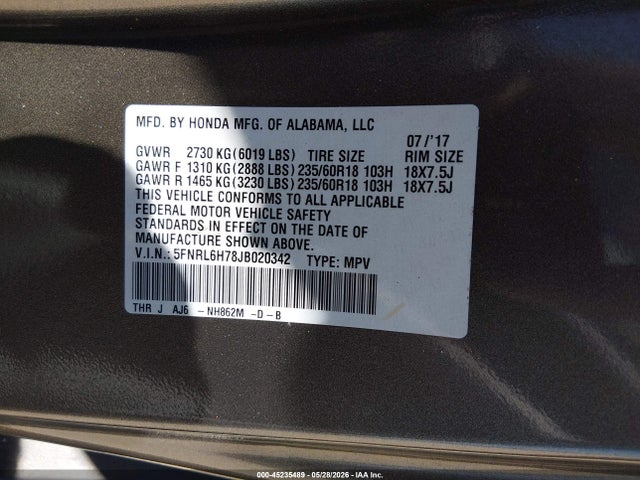 Honda Odyssey Ex-l
