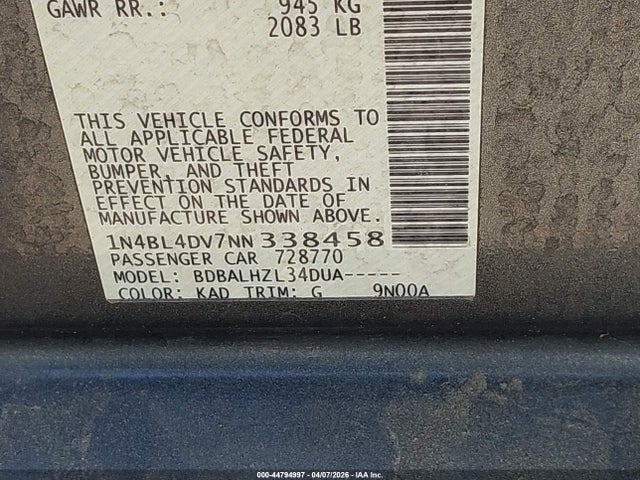 Nissan Altima Sv Fwd