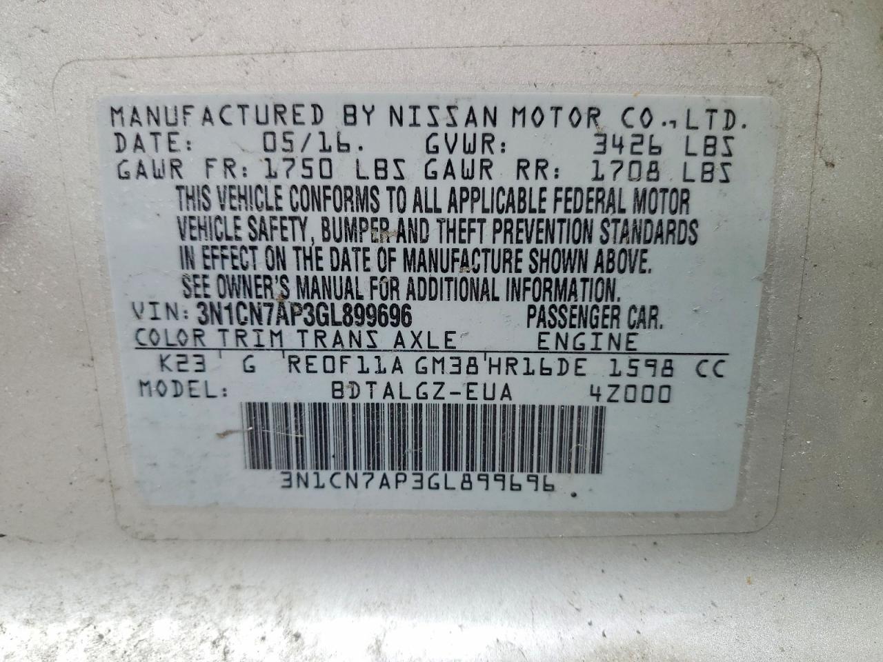 Nissan Versa 1.6 Sl