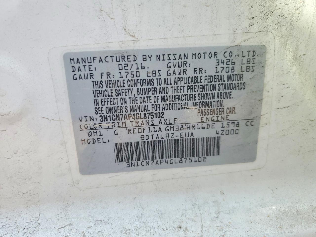 Nissan Versa 1.6 Sv
