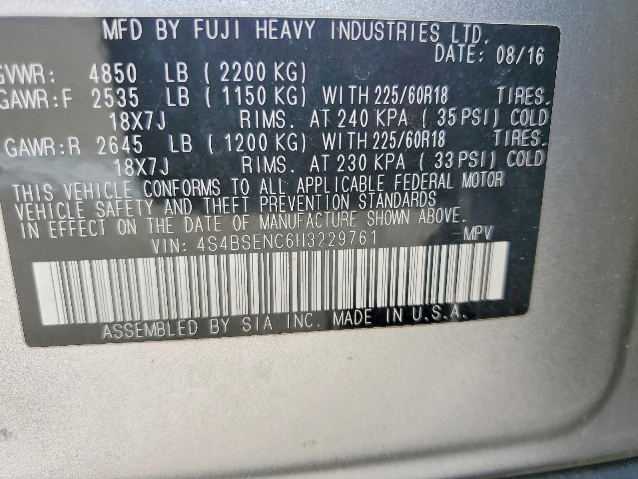 Subaru Outback 3.6r Limited