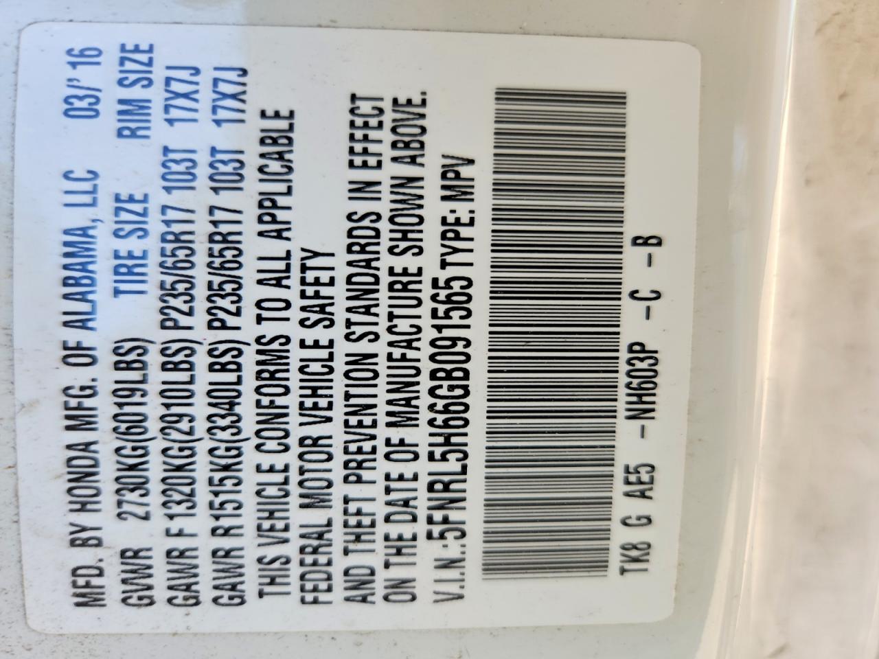 Honda Odyssey Exl