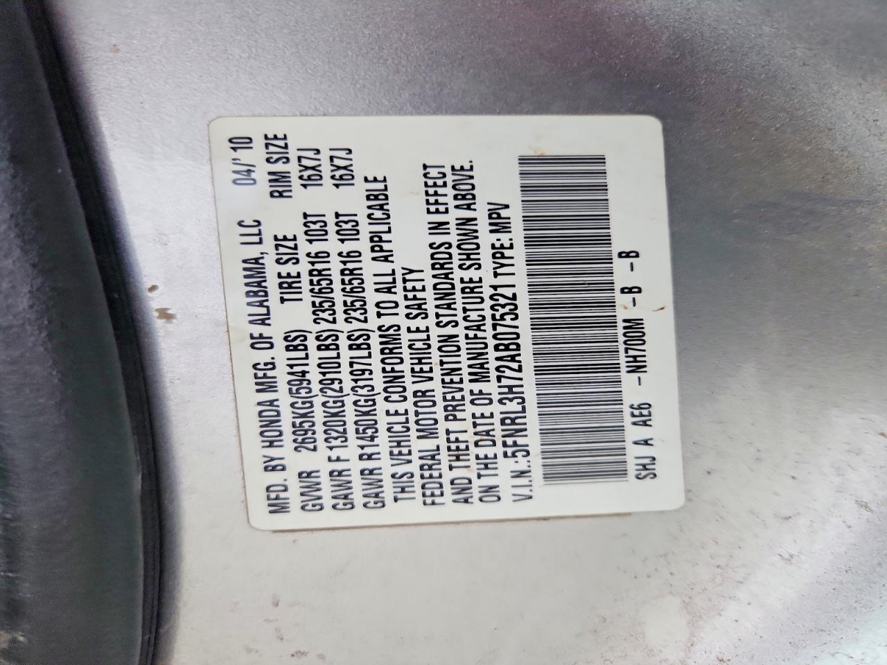 Honda Odyssey Exl