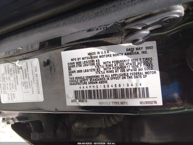 Mitsubishi Endeavor Xls
