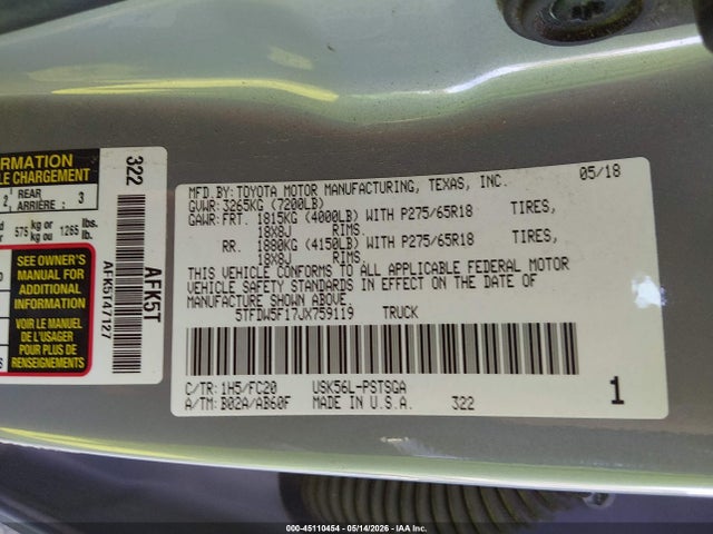 Toyota Tundra Sr5 5.7l V8