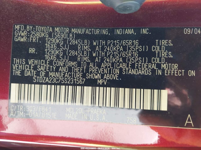 Toyota Sienna Le