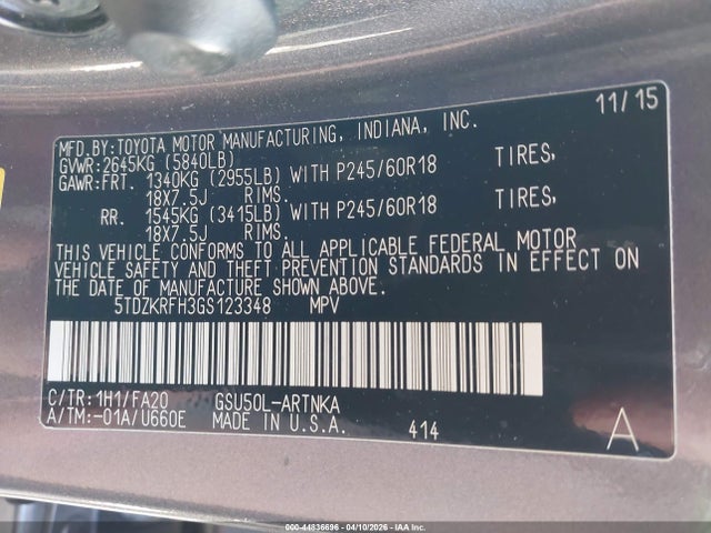 Toyota Highlander Le Plus V6