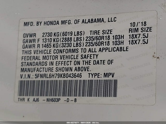 Honda Odyssey Ex-l