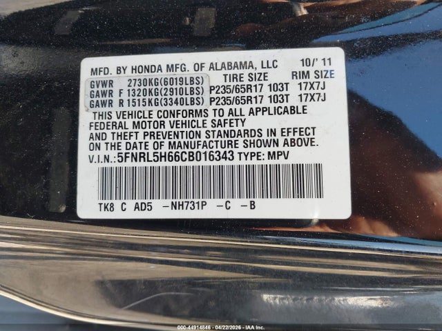 Honda Odyssey Ex-l