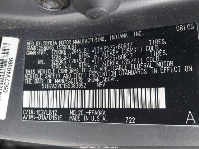 Toyota Sienna Xle Limited