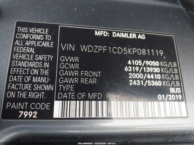 Mercedes-Benz Sprinter 2500 High Roof V6