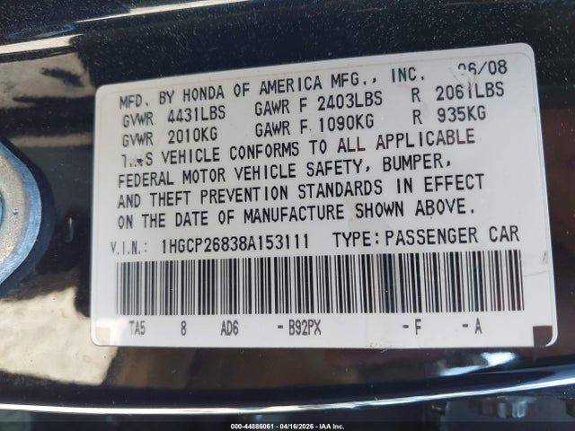 Honda Accord 2.4 Ex-l
